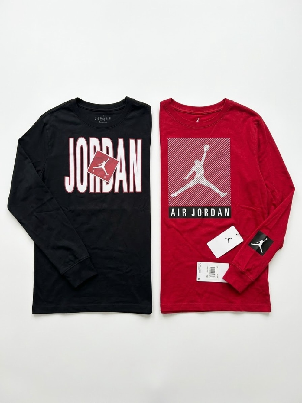 JORDAN | Bundle x 2 | NWT | XL Youth Long Sleeve Shirts | Black & Red Classic